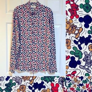 Eleven Paris-Classic Mickey Mouse Print-Long Sleeve Button Down Shirt-Sz M